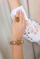 Pulseira Duna: Moderna de Bolas Marrom Ferrugem e Detalhes no Dourado | Estilo Atemporal