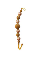 Pulseira Duna: Moderna de Bolas Marrom Ferrugem e Detalhes no Dourado | Estilo Atemporal