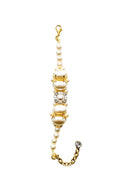 Pulseira Olímpia de perolas e strass cristal banhada no dourado