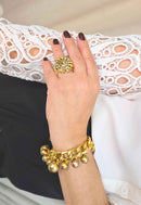 Pulseira Nilcéia: Clássica de Pérolas e Correntes no Dourado | Estilo Atemporal