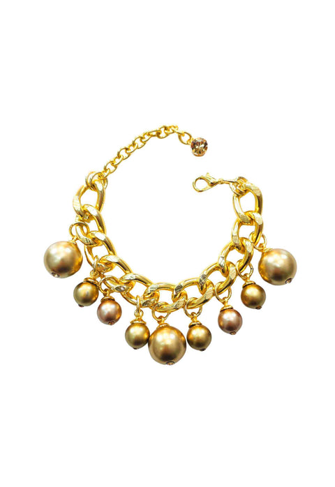 Pulseira Nilcéia: Clássica de Pérolas e Correntes no Dourado | Estilo Atemporal