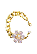 Pulseira Samara com pingente de flor boreal e elos dourados