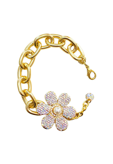 Pulseira Samara com pingente de flor boreal e elos dourados