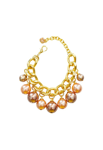 Pulseira Vicentina: Clássica de Pérolas Rosê no Dourado | Presente Inesquecível