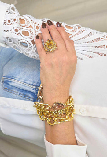 Pulseira Lumier Gold com Pedras e Elos Dourados