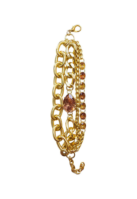 Pulseira Lumier Gold com Pedras e Elos Dourados