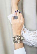 Pulseira Momentos de correntaria grafite com perolas