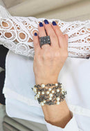 Pulseira Momentos de correntaria grafite com perolas