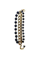 Pulseira Cândida ouro velho com pedra pretas