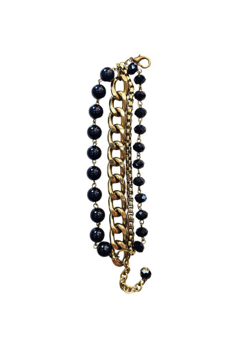 Pulseira Cândida ouro velho com pedra pretas