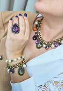 Pulseira Brenda ouro velho com pedras coloridas e perolas