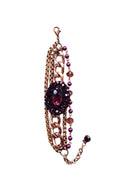 Pulseira Ametista Imperial com pingente oval e pedras ametista