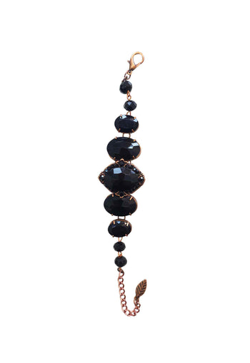 Pulseira Vanusa: Clássica com Pedras Pretas no Vintage | Lançamento Exclusivo