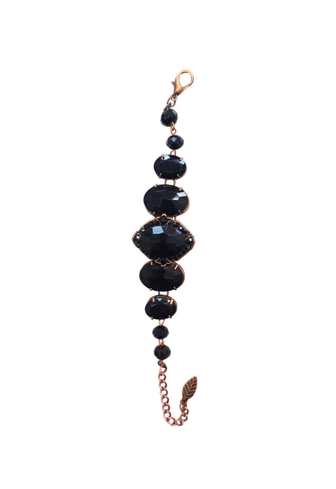 Pulseira Vanusa: Clássica com Pedras Pretas no Vintage | Lançamento Exclusivo