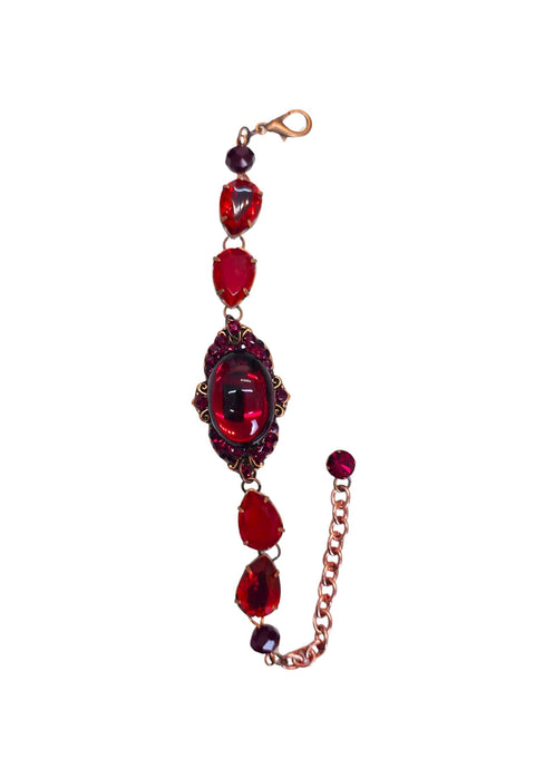 Pulseira Babi de pedras vermelhas banhado no vintage moda festa