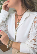 Colar Sucesso ouro velho com perolas e pedras black diamond