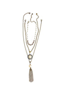 Colar Sucesso ouro velho com perolas e pedras black diamond