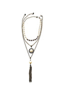 Colar Sucesso ouro velho com perolas e pedras black diamond